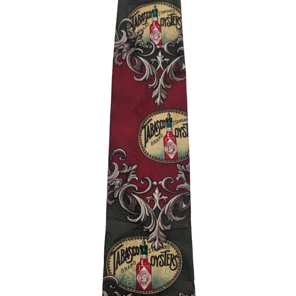 Tabasco Oysters Hot Pepper Sauce Necktie Vintage Men's All Silk Tie - Picture 2 of 8